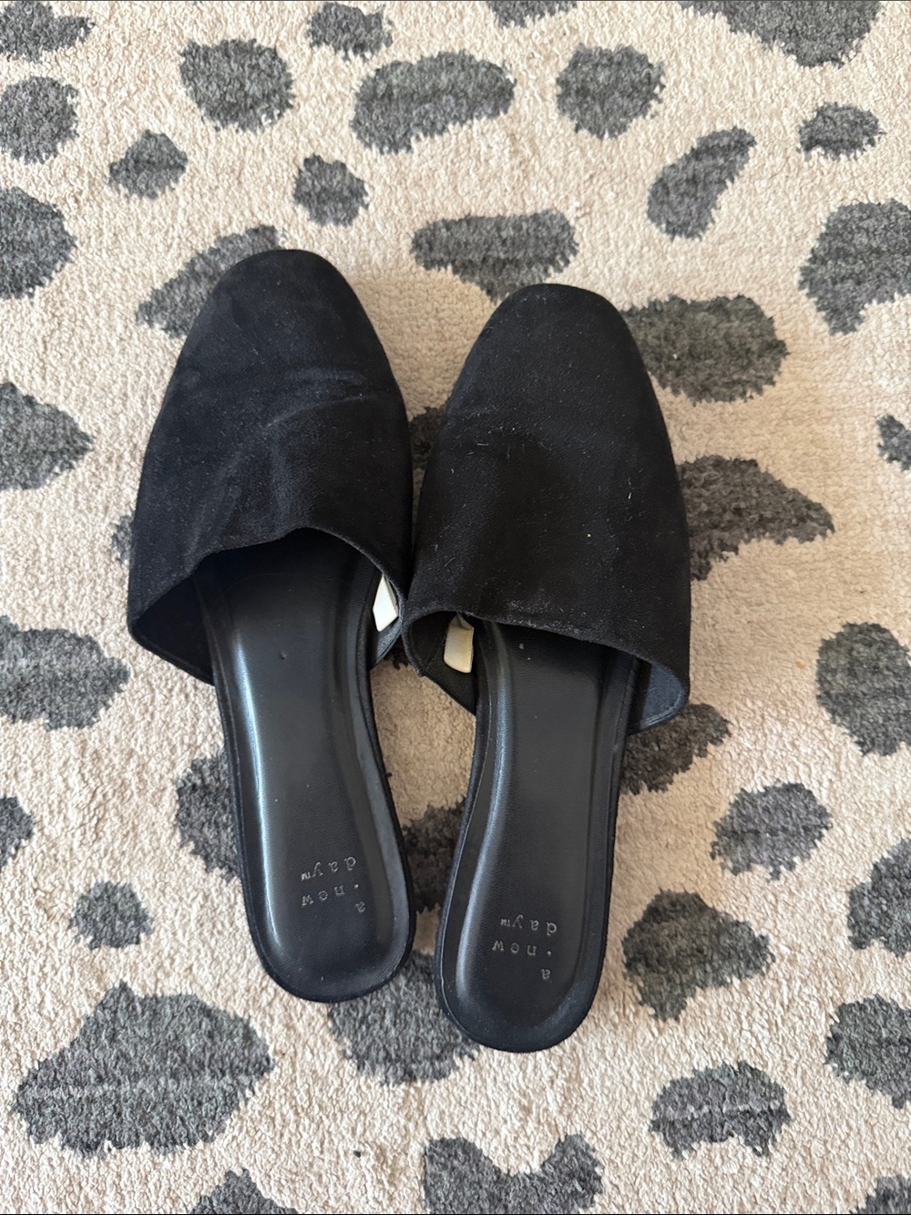 a new day Black Slip-On Suede Mules